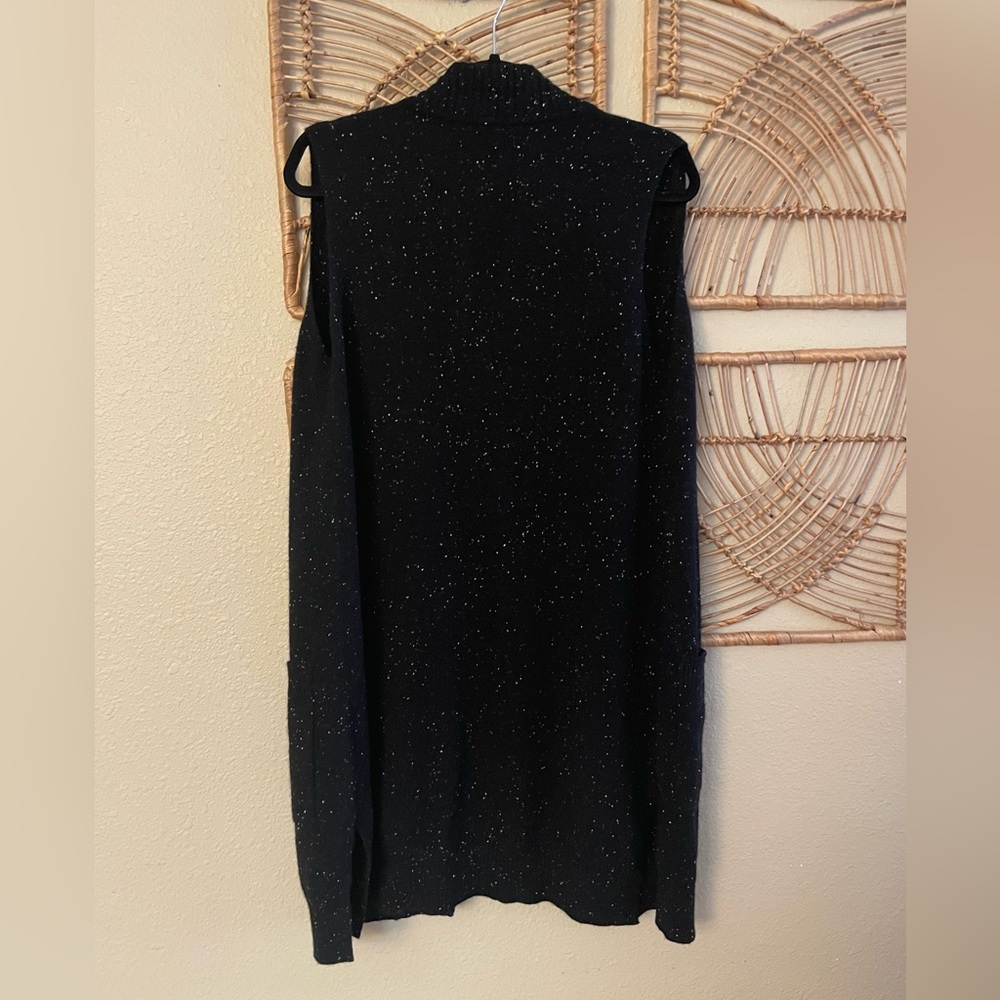 Pure Amici Cashmere Cardigan‎ Vest Sweater Black Spreckled MSRP $298 Sz L B22 - Picture 2 of 9